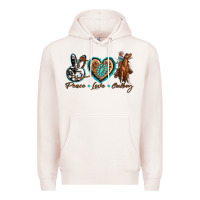 Pale Pink peace love cowboy Premium Hoodie - texasbilliewilder