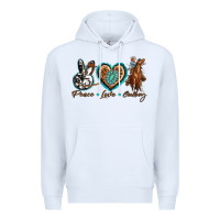 White peace love cowboy Premium Hoodie - texasbilliewilder