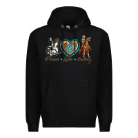 Black peace love cowboy Premium Hoodie - texasbilliewilder