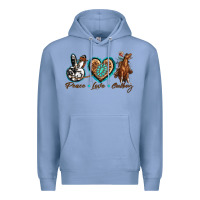 Colony Blue peace love cowboy Premium Hoodie - texasbilliewilder