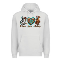 Dove Grey peace love cowboy Premium Hoodie - texasbilliewilder