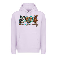 Lilac peace love cowboy Premium Hoodie - texasbilliewilder