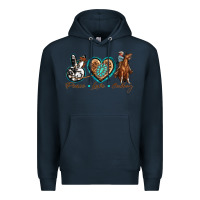 Navy peace love cowboy Premium Hoodie - texasbilliewilder