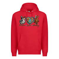 Red peace love cowboy Premium Hoodie - texasbilliewilder