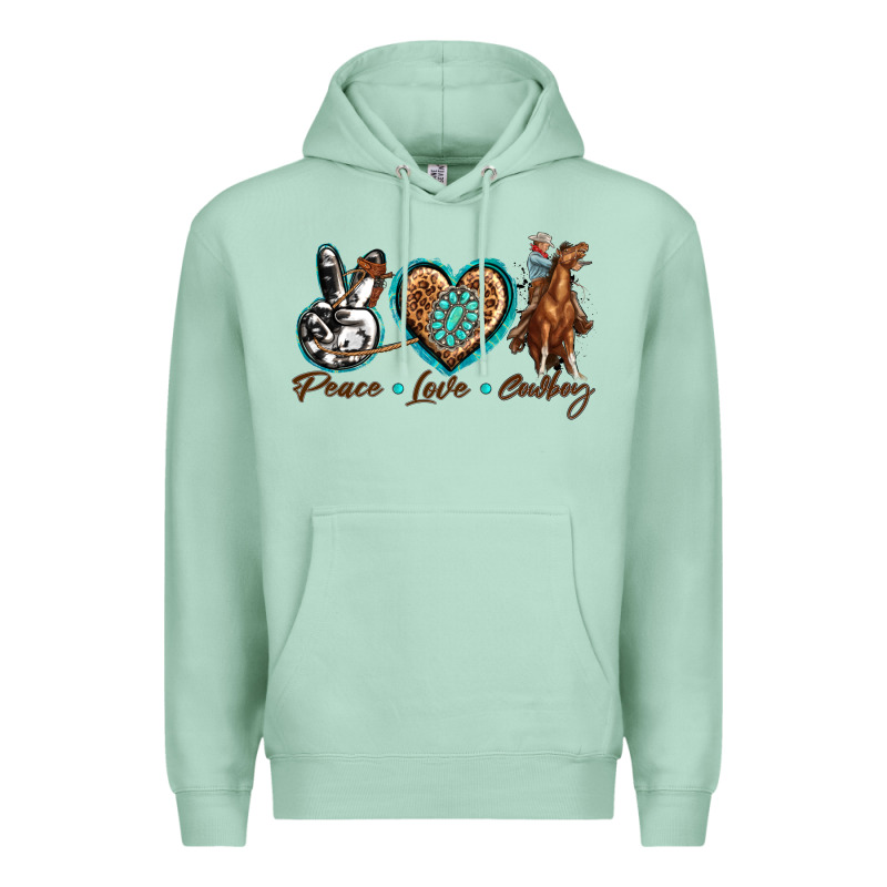 Peace Love Cowboy Premium Hoodie by texasbilliewilder | Teevron