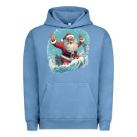Pigment Pebble Blue happy santa Urban Hoodie - Unal Design