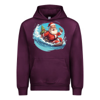 Mauve Wine surf happy santa Urban Hoodie - Unal Design