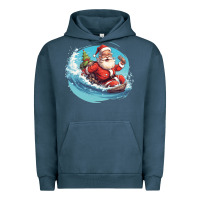 Pigment Midnight Navy surf happy santa Urban Hoodie - Unal Design