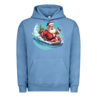 Pigment Pebble Blue surf happy santa Urban Hoodie - Unal Design