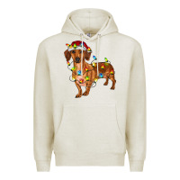 Oatmeal Heather Dachshund Christmas Lights Premium Hoodie - RanaPortraitStore