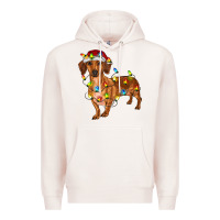 Pale Pink Dachshund Christmas Lights Premium Hoodie - RanaPortraitStore