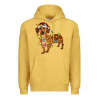 Antique Gold Dachshund Christmas Lights Premium Hoodie - RanaPortraitStore