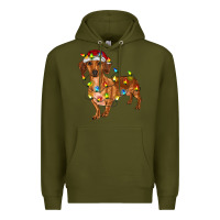 Army Green Dachshund Christmas Lights Premium Hoodie - RanaPortraitStore