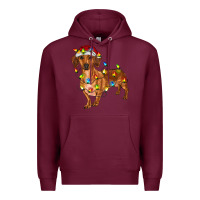 Burgundy Dachshund Christmas Lights Premium Hoodie - RanaPortraitStore