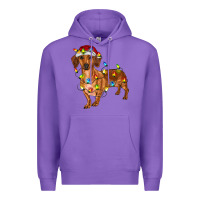 Purple Dachshund Christmas Lights Premium Hoodie - RanaPortraitStore