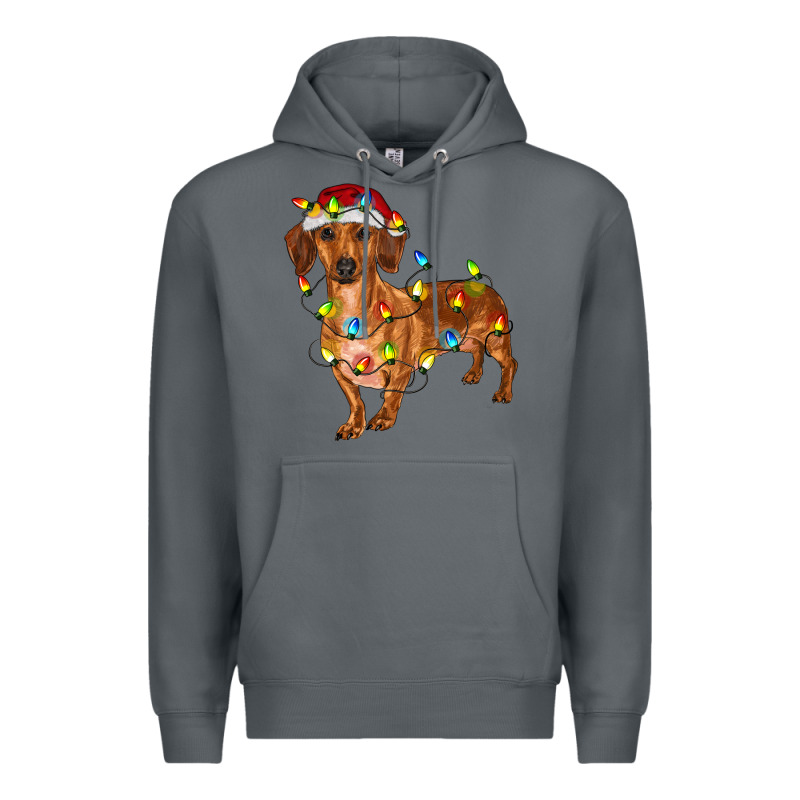 Dachshund Christmas Lights Premium Hoodie by RanaPortraitStore | Teevron