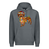 Rock Dachshund Christmas Lights Premium Hoodie - RanaPortraitStore