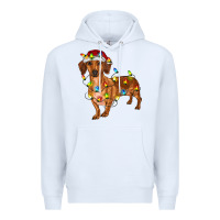 White Dachshund Christmas Lights Premium Hoodie - RanaPortraitStore