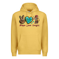 Antique Gold peace love cowgirl Premium Hoodie - texasbilliewilder