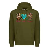 Army Green peace love cowgirl Premium Hoodie - texasbilliewilder