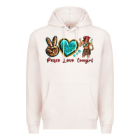 Pale Pink peace love cowgirl Premium Hoodie - texasbilliewilder