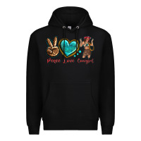 Black peace love cowgirl Premium Hoodie - texasbilliewilder