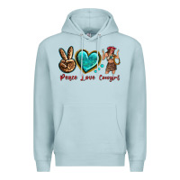 Blue Mist peace love cowgirl Premium Hoodie - texasbilliewilder