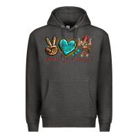 Charcoal Heather peace love cowgirl Premium Hoodie - texasbilliewilder