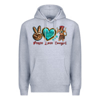 Heather Grey peace love cowgirl Premium Hoodie - texasbilliewilder