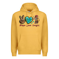Mustard peace love cowgirl Premium Hoodie - texasbilliewilder