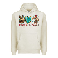 Oatmeal Heather peace love cowgirl Premium Hoodie - texasbilliewilder