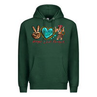 Sports Green peace love cowgirl Premium Hoodie - texasbilliewilder