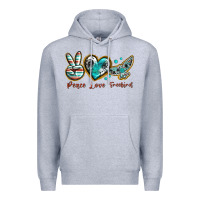 Heather Grey peace love freebird Premium Hoodie - texasbilliewilder