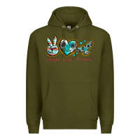 Army Green peace love freebird Premium Hoodie - texasbilliewilder