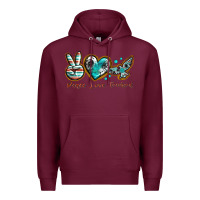 Burgundy peace love freebird Premium Hoodie - texasbilliewilder