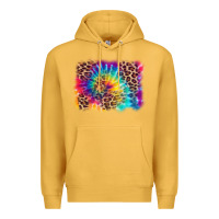 Mustard leopard tie dye background Premium Hoodie - Zillion Design Studio