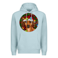 Blue Mist Christmas Dachshund Premium Hoodie - RanaPortraitStore