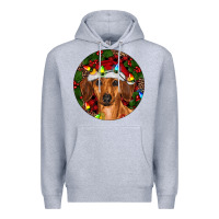 Heather Grey Christmas Dachshund Premium Hoodie - RanaPortraitStore
