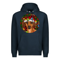 Navy Christmas Dachshund Premium Hoodie - RanaPortraitStore