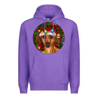 Purple Christmas Dachshund Premium Hoodie - RanaPortraitStore