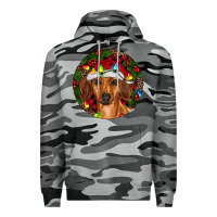Slate Camo Christmas Dachshund Premium Hoodie - RanaPortraitStore