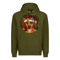 Army Green Christmas Dachshund Premium Hoodie - RanaPortraitStore