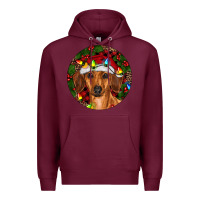 Burgundy Christmas Dachshund Premium Hoodie - RanaPortraitStore