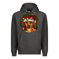 Charcoal Heather Christmas Dachshund Premium Hoodie - RanaPortraitStore