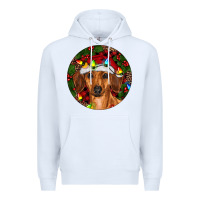 White Christmas Dachshund Premium Hoodie - RanaPortraitStore