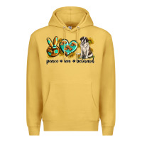 Antique Gold peace love st. bernard Premium Hoodie - texasbilliewilder