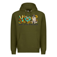 Army Green peace love st. bernard Premium Hoodie - texasbilliewilder