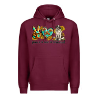 Burgundy peace love st. bernard Premium Hoodie - texasbilliewilder