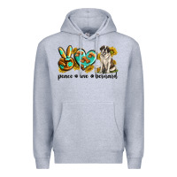 Heather Grey peace love st. bernard Premium Hoodie - texasbilliewilder