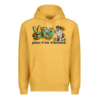 Mustard peace love st. bernard Premium Hoodie - texasbilliewilder